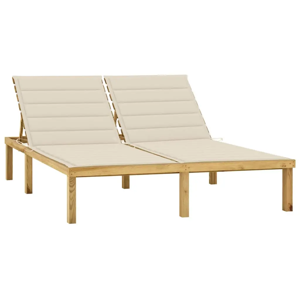 Lit de Jardin Double Pin Traité Coussins Crème Inclus – ComfortXL Outdoor Living