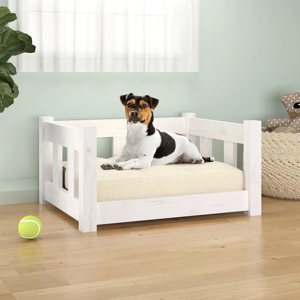 Lit Chien Bois Pin Massif Robuste Panier Chiot Design Blanc 55,5cm – ComfortXL Outdoor Living