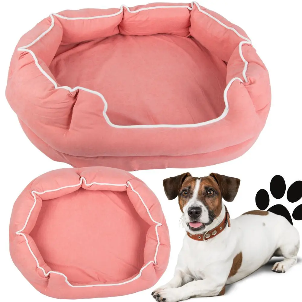 Lit en peluche pour chien confortable peluche douce rose