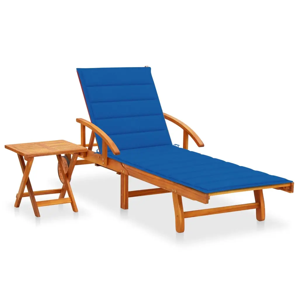 Lit de Soleil Acacia Table Basse & Coussin Bleu Royal Terrasse – ComfortXL Outdoor Living