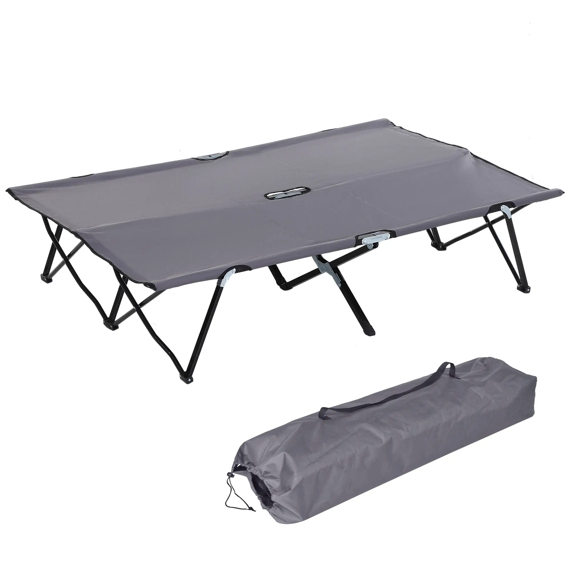 Lit de camping polyester noir 193 x 125 x 40 cm – PANGIVO