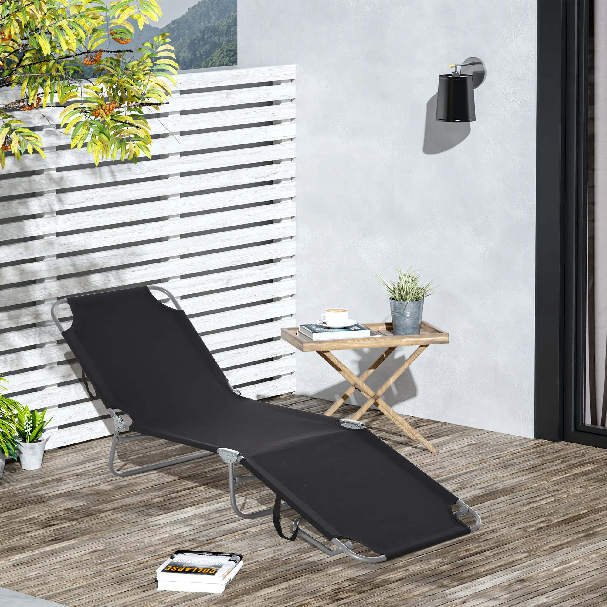 Lit de camp pliant acier polyester jardin camping dossier réglable 187x55x24cm noir – ComfortXL Outdoor Living