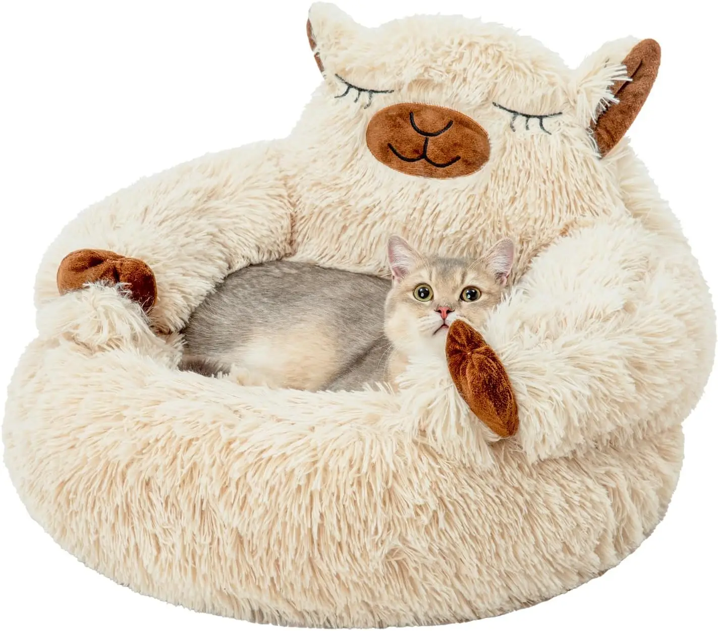 Lit pour Chat en Forme D’alpaga 51 x 51 x 33 cm camel