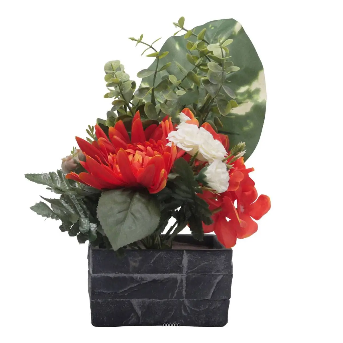 Jardinière pot beton Chrysanthème, Hortensia, Dahlia et eucalyptus Orange – couleur: Orange
