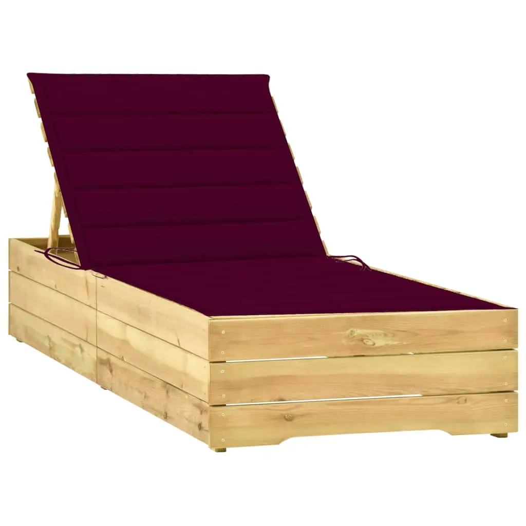 Lit de Jardin Bois Pin Imprégné Dossier Inclinable Bordeaux – ComfortXL Outdoor Living