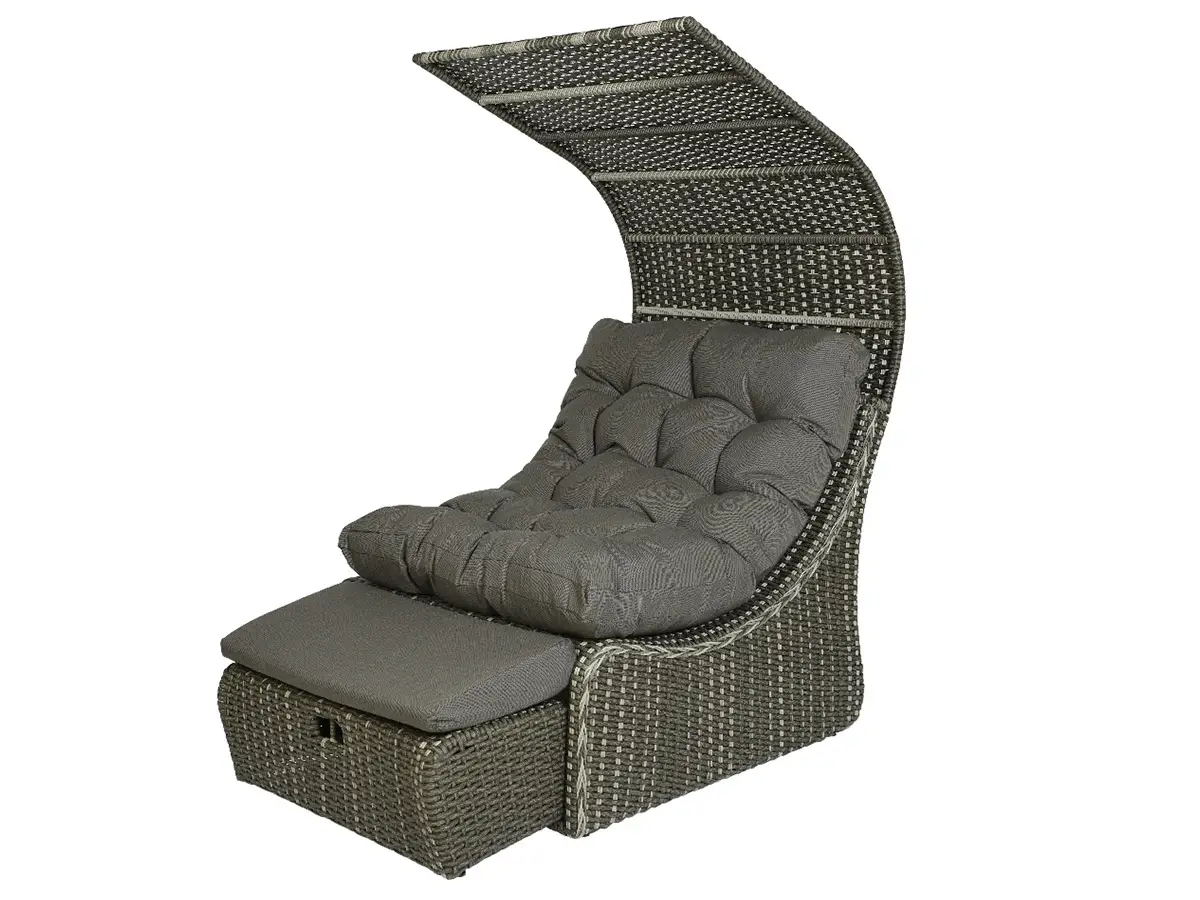 Lit extérieur pour jardin en résine tressée gris Siesta – Jardideco
