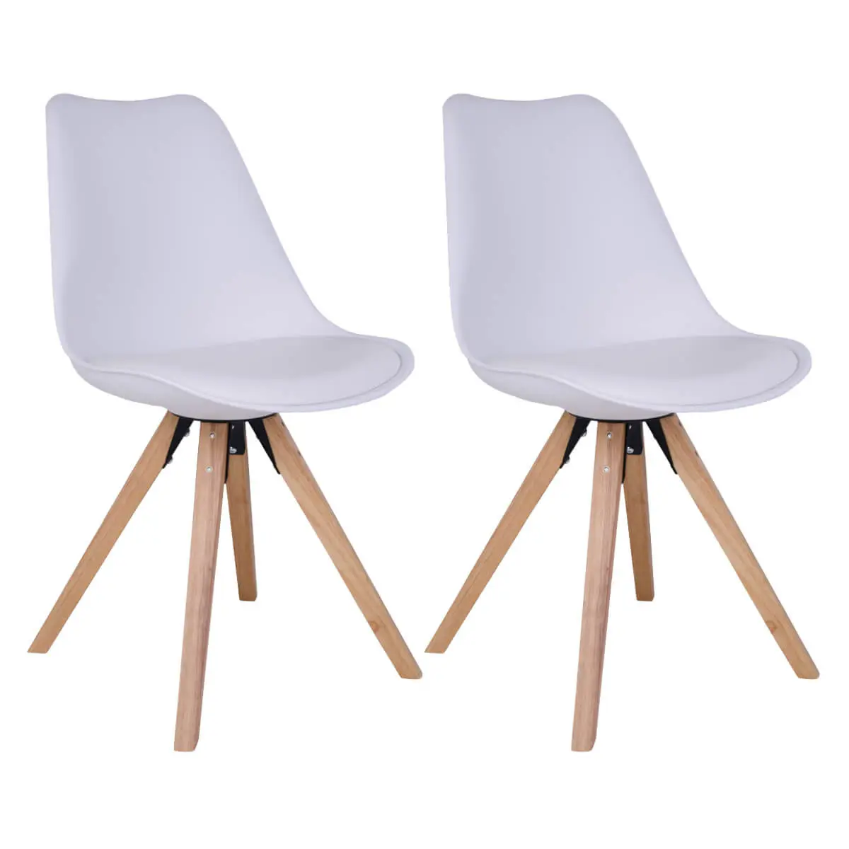 Lot de 2 Chaises Blanches et Piétement Hévéa – NIBBEN
