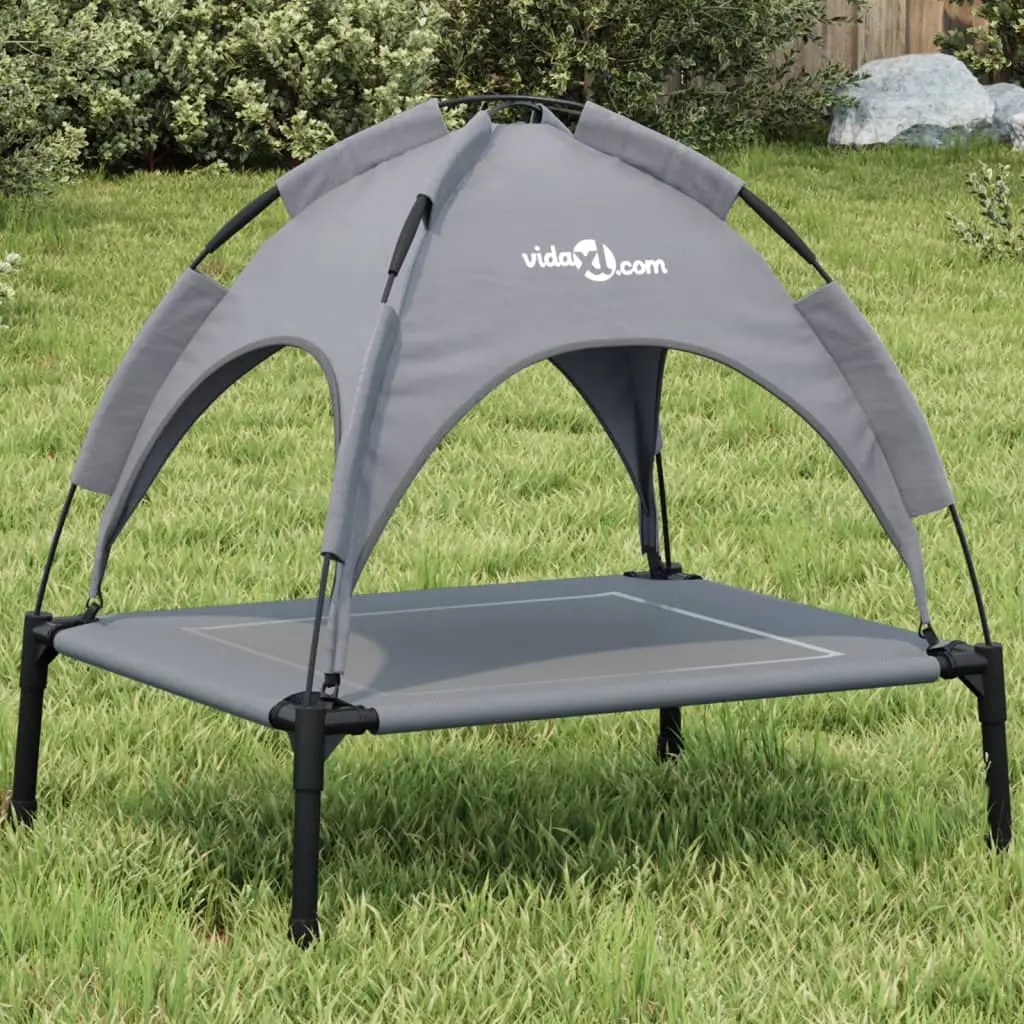 Lit pour chien avec auvent anthracite tissu Oxford et acier vidaXL 172596
