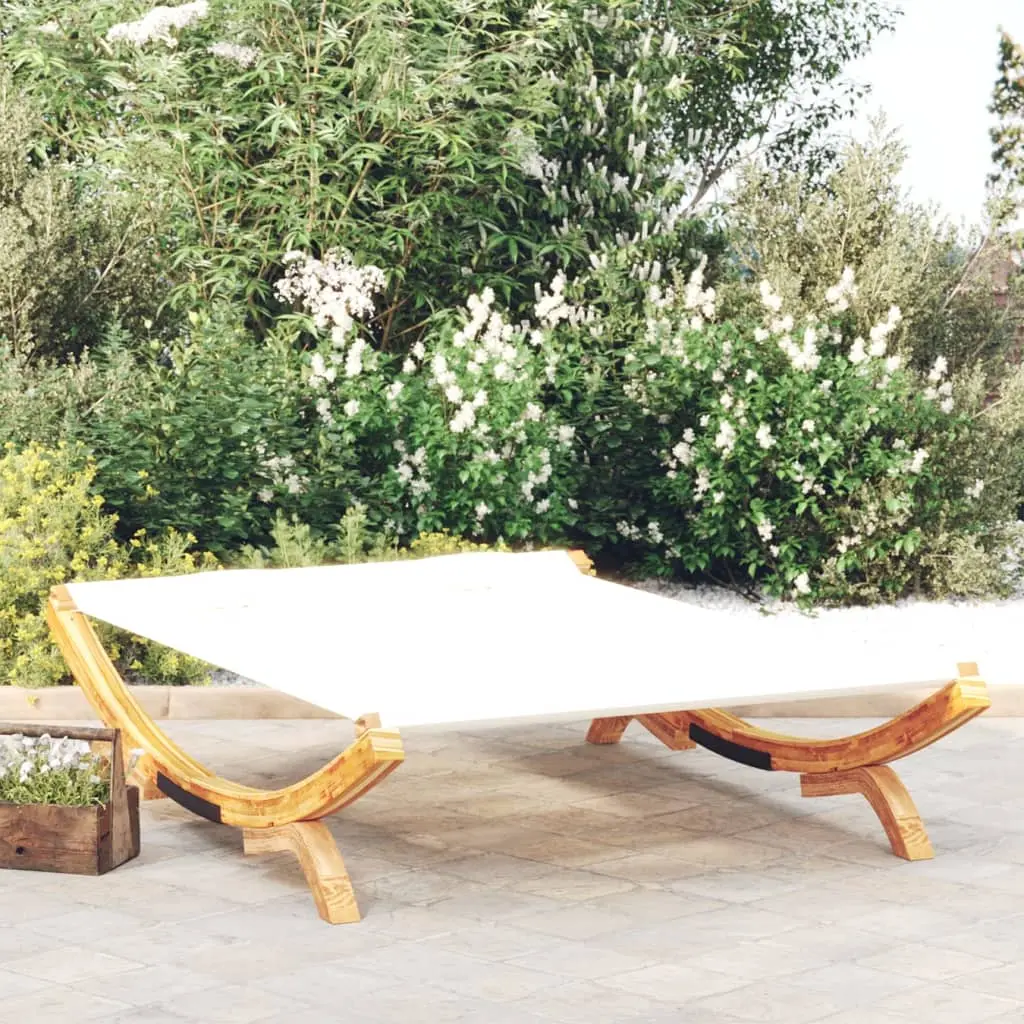 Lit de repos extérieur 165×188,5×46 cm Bois courbé massif Crème vidaXL 313949