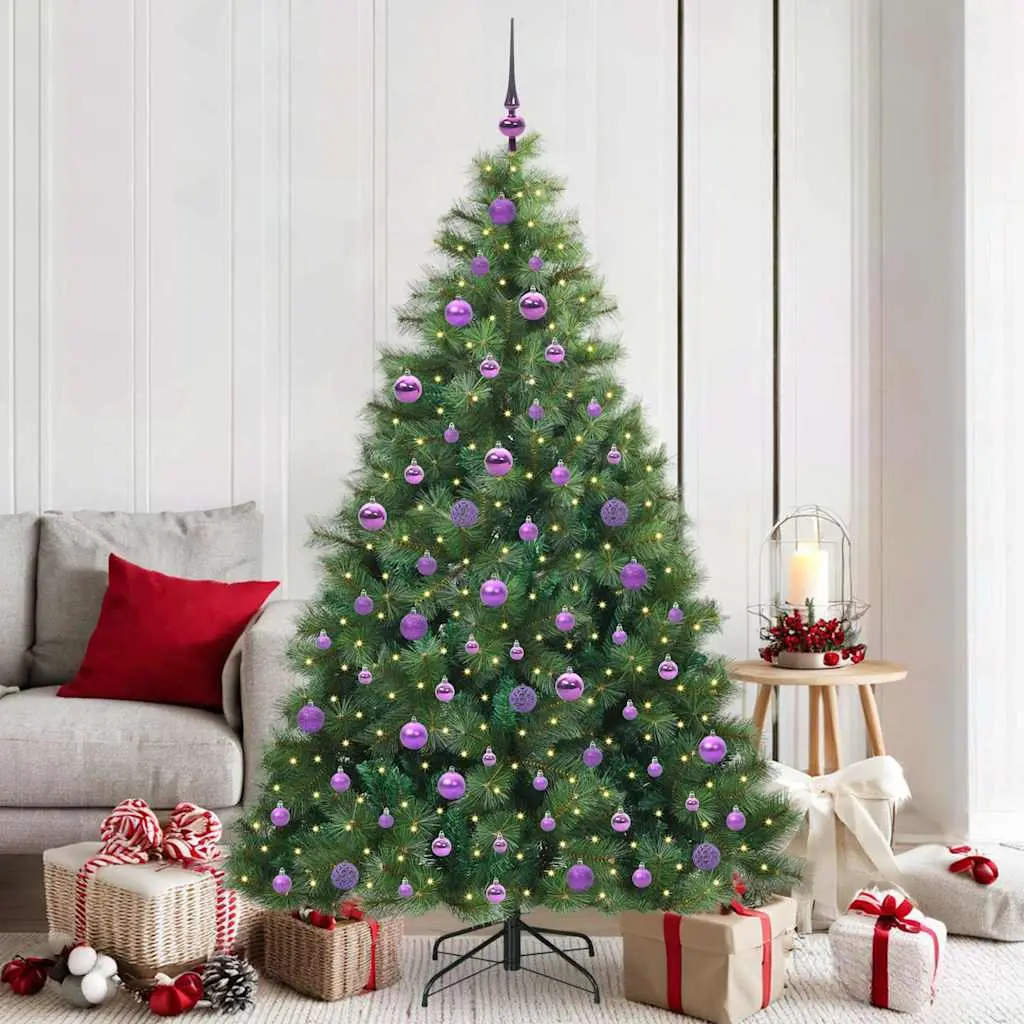 Kit Sapin de Noël Décoré 180cm, Sapin Réaliste PE/PVC avec 300 Lumières LED et 120 Ornements – ComfortXL Outdoor Living