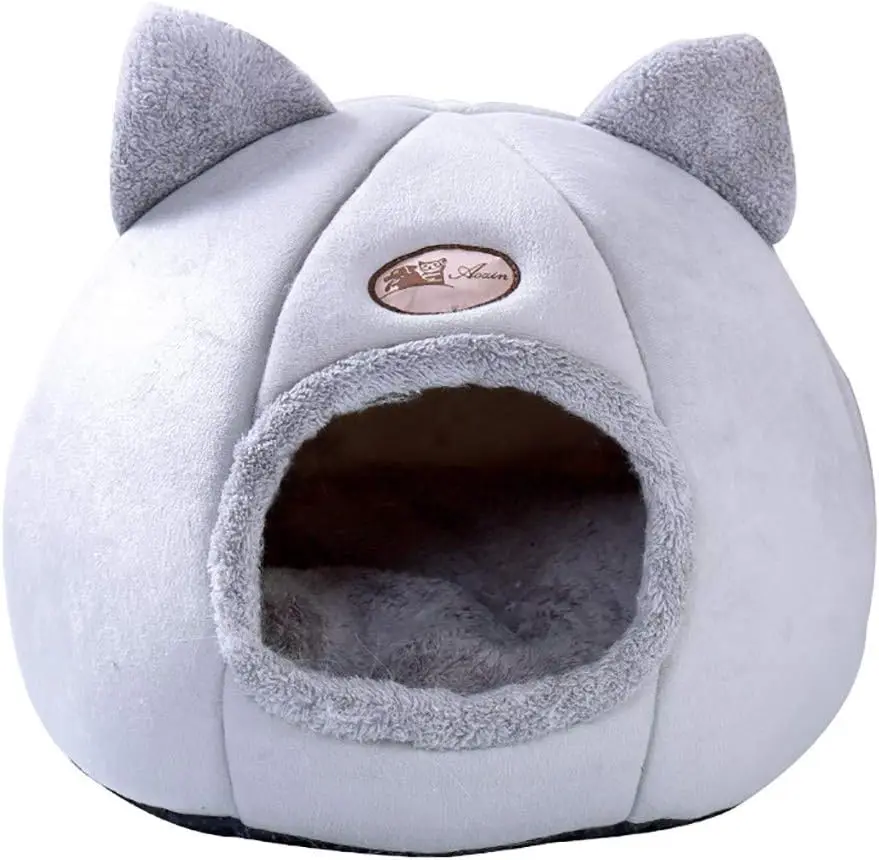 Lit de Chat Chien Coussin Doux 35 x 35 x 40cm Gris