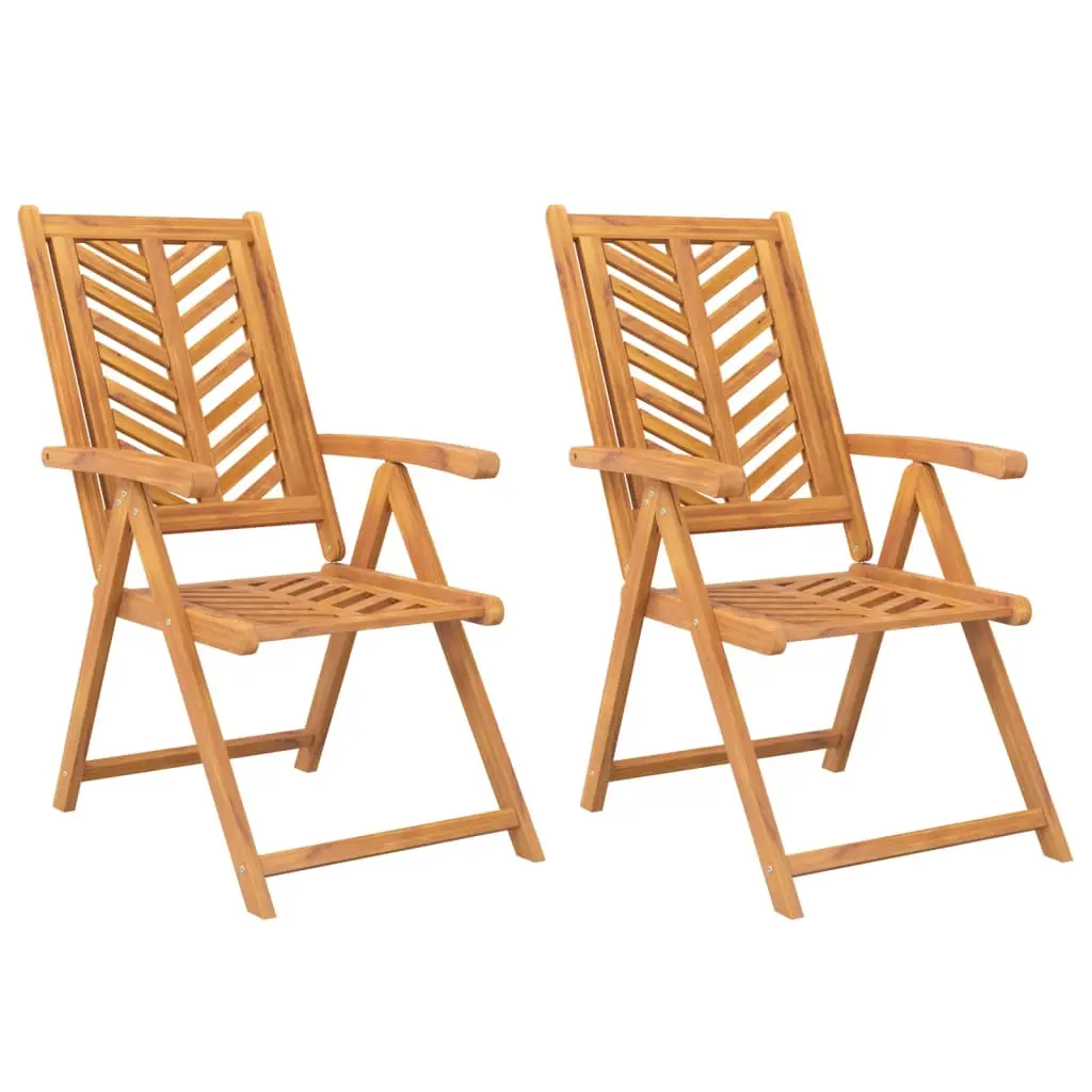 Lot de 2 Chaises de jardin | Chaise d’extérieur inclinables bois massif d’acacia