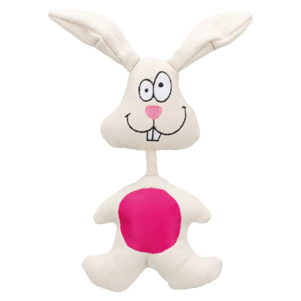 Lièvre en tissu 27 cm avec son, pour chien.