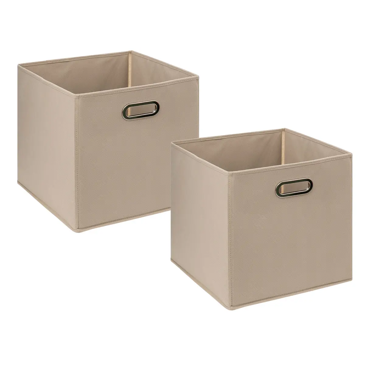 Lot de 2 Boîtes de rangement Beige Lin 31 x 31 cm