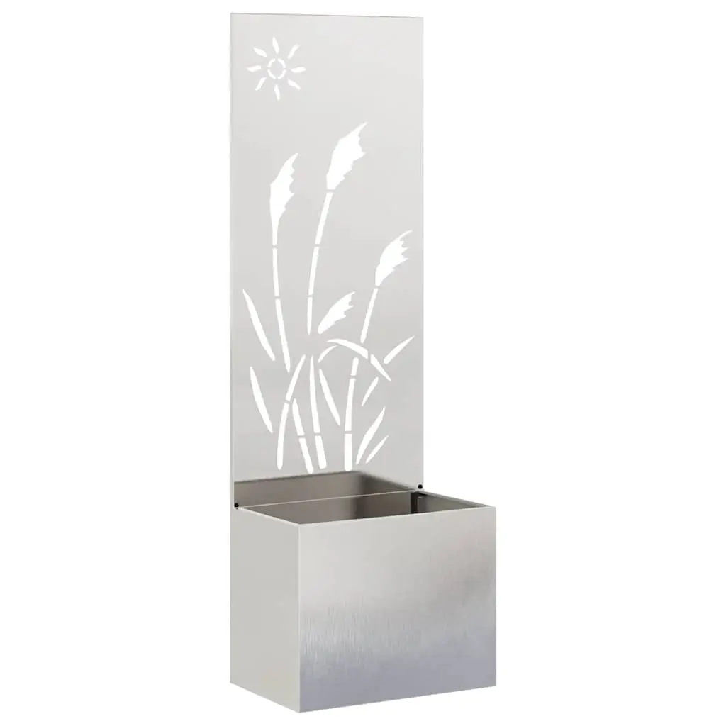 Jardinière – Pot De Fleurs – Bac à Fleurs avec Panneau Décoratif Argent 50 x 140 cm g1130