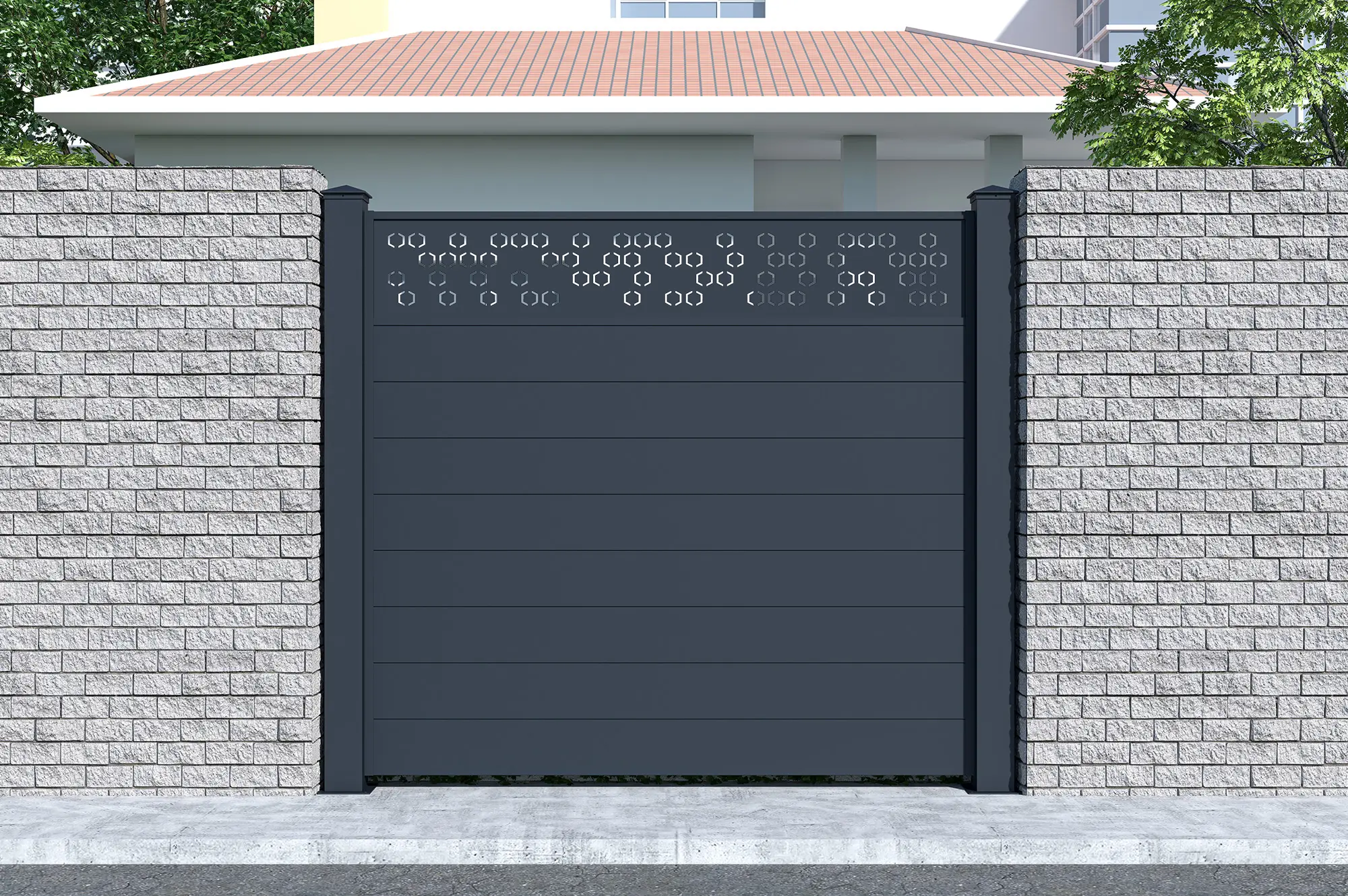 Casanoov Kit clôture aluminium semi-ajourée ADULA – H.170 cm – L.1,90 m – kit complet