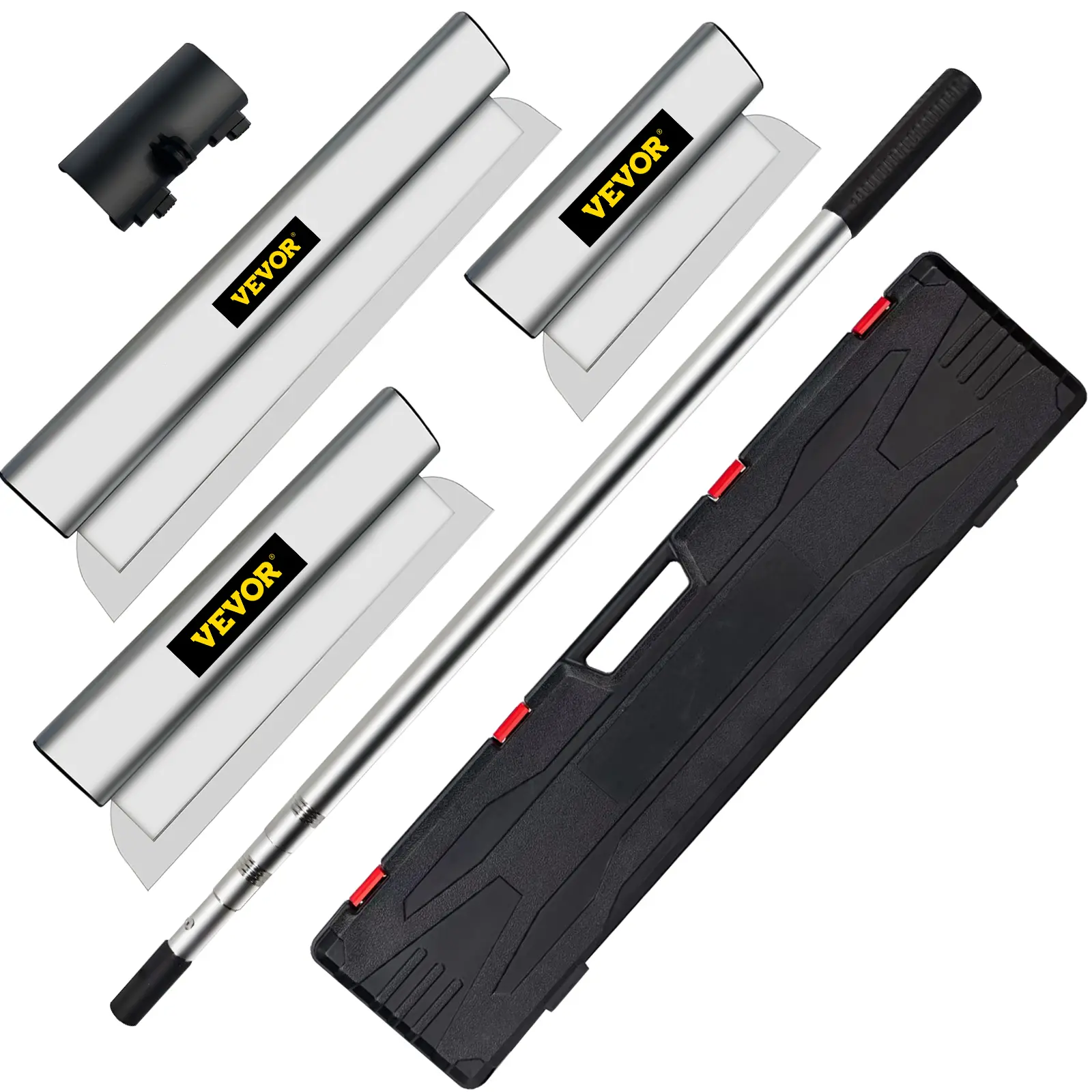 VEVOR Kit lame écumage/lisseur 25/60/80cm. Couteau à mastic avec poignée extensible. Pour plâtre, cloison sèche.