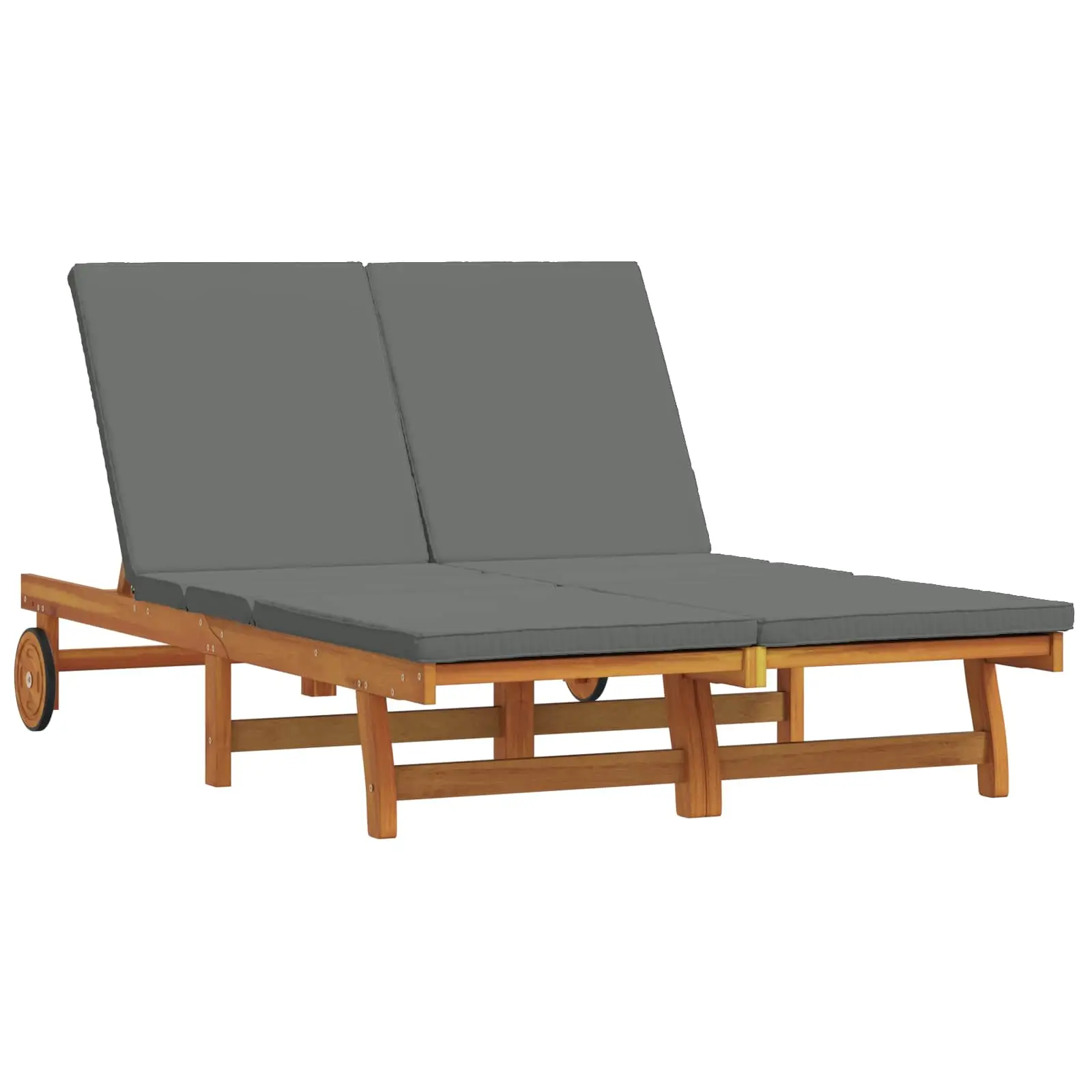 Lit de Soleil Double Acacia Massif Inclinable Terrasse Marron – ComfortXL Outdoor Living