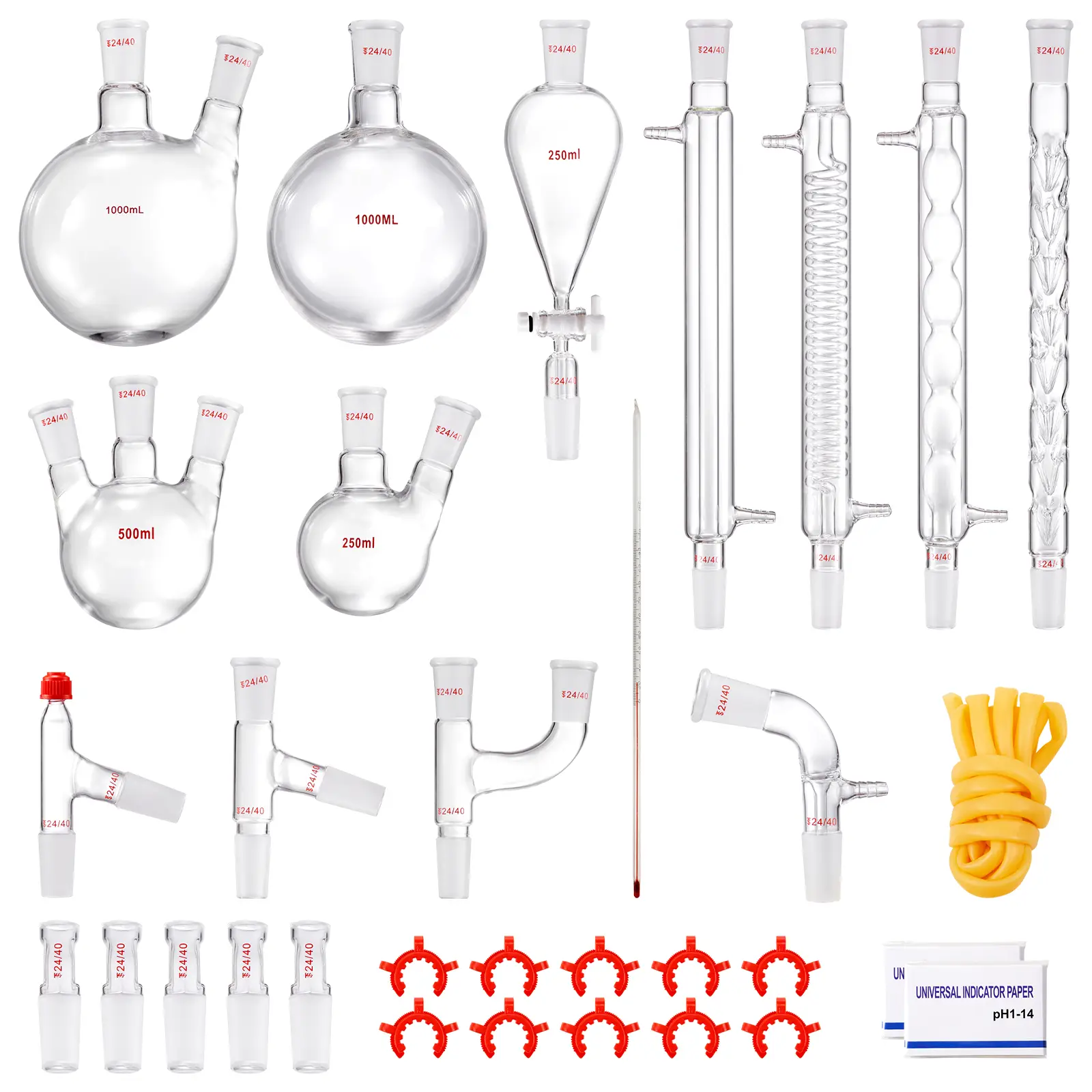VEVOR Kit distillation laboratoire, verrerie boro 3.3. 32 pièces, joints 24/40. Huiles essentielles.