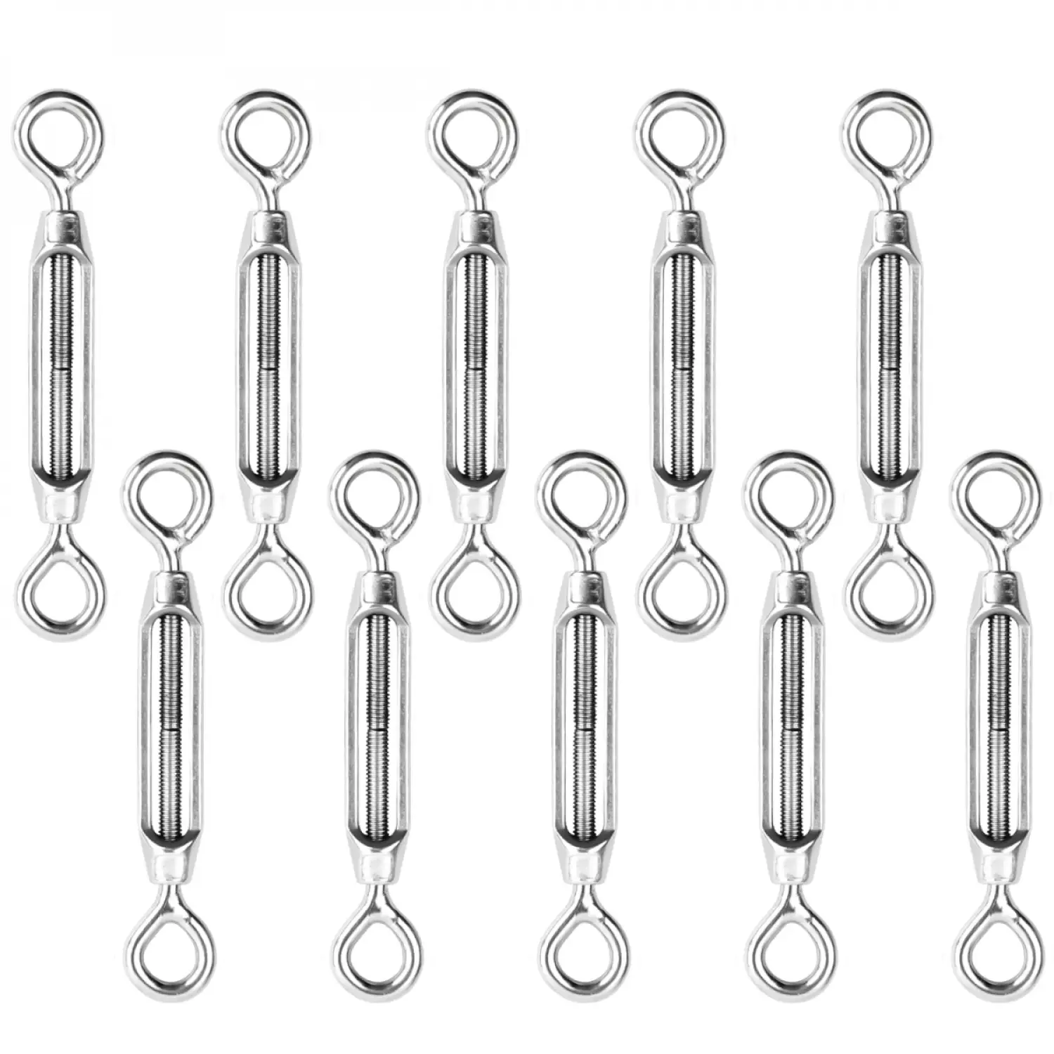 Lot de 10 tendeurs de fil réglables en acier inoxydable – Double oeillets – M4 – Linxor