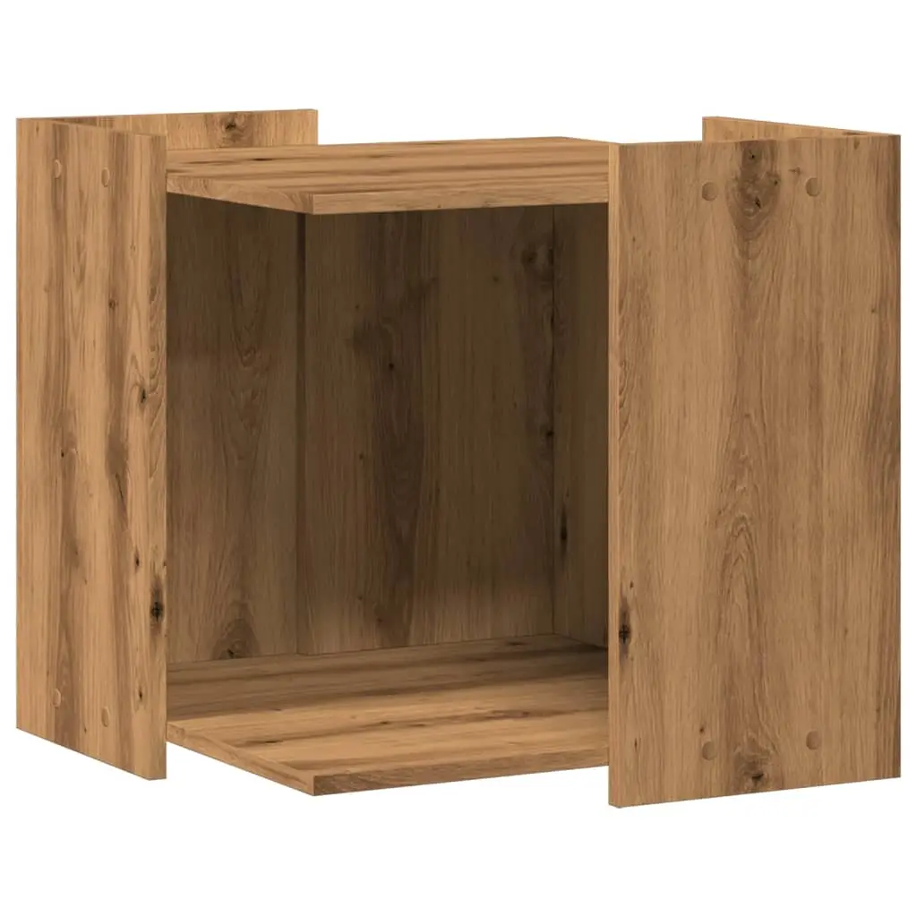 Lit pour chat – Meuble de bac à litière pour chat chêne artisanal 53x53x51 cm