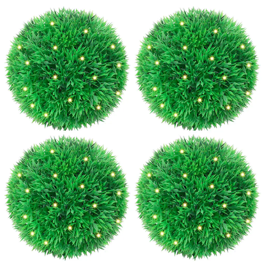 Lot 4 Boules Buis Artificiel Solaire LED Polyéthylène Jardin 12cm Vert – ComfortXL Outdoor Living