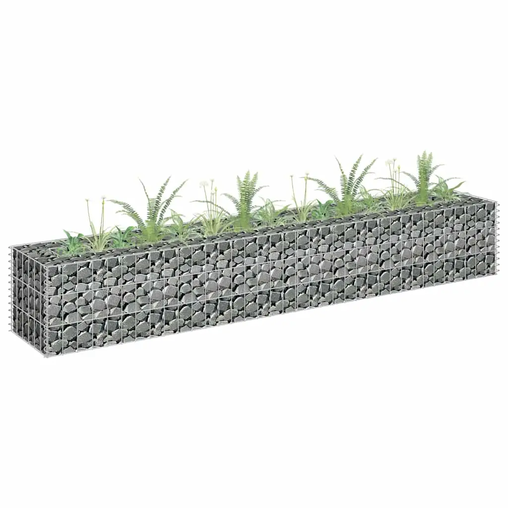 Lit surélevé à gabion acier galvanisé argenté 180 x 30 x 30 cm – PANGIVO