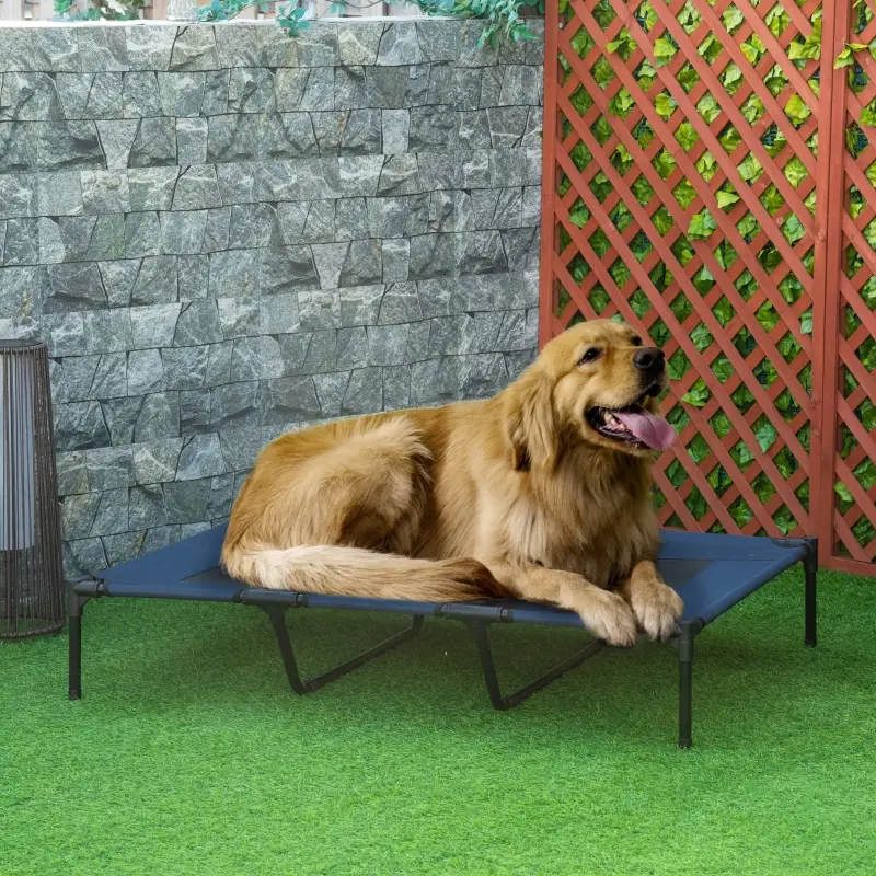 Lit de Camp Chien Métal Surélevé Pliable Couchage Extérieur Voyage Bleu – ComfortXL Outdoor Living