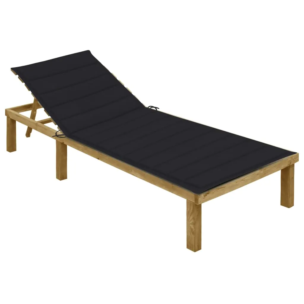 Lit de Relaxation Pin Massif Imprégné Coussin Noir – ComfortXL Outdoor Living