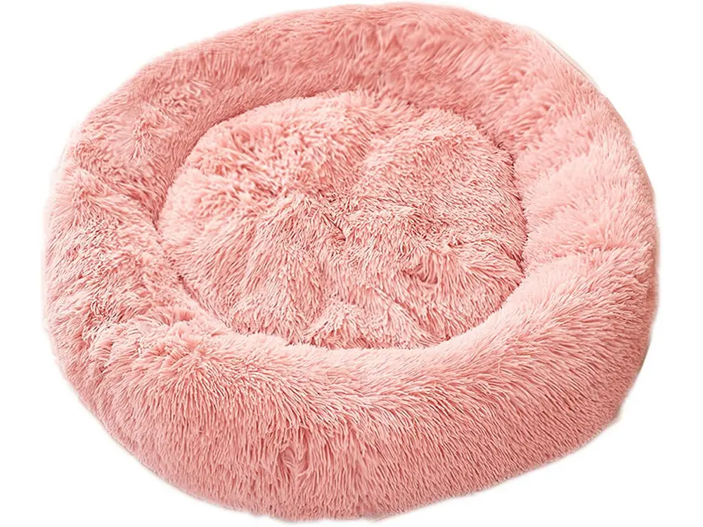 Lit en peluche pour chien doux 100 cm rose