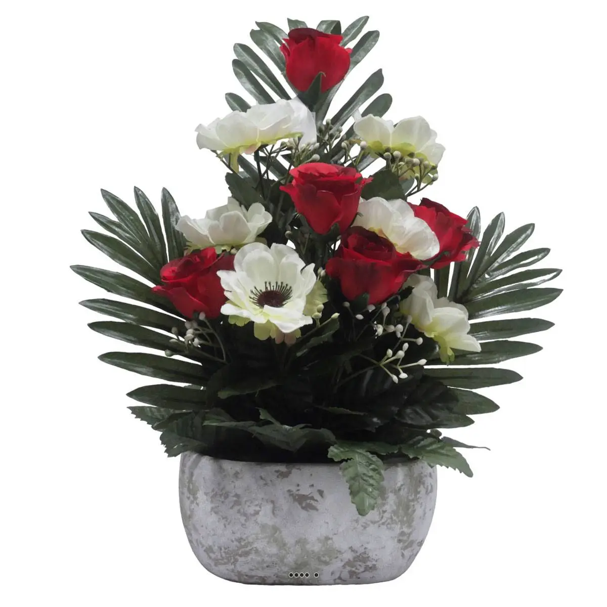 Jardinière pot béton bouton de rose, Anémone et Gypso rouge pour la Toussaint – couleur: Rouge