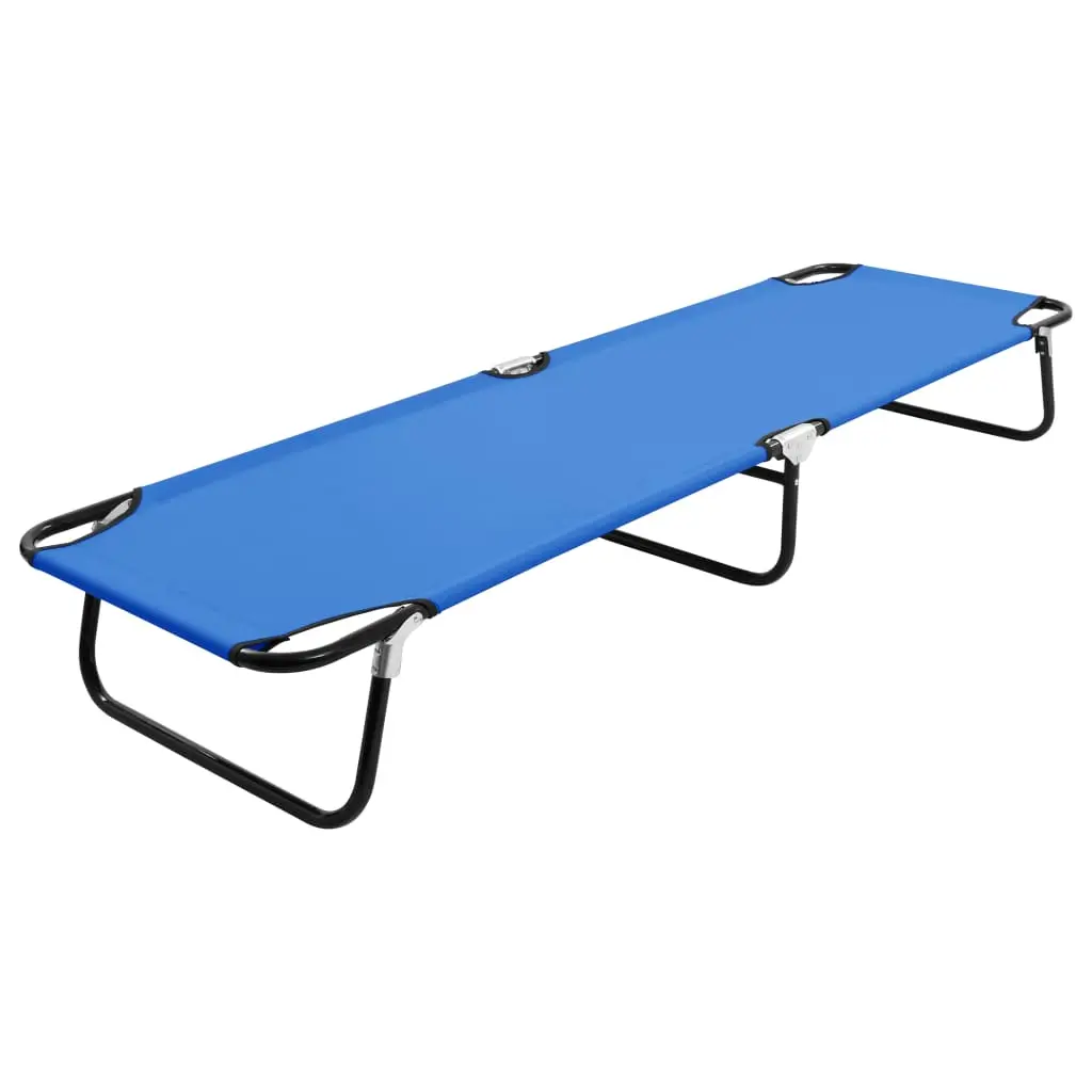 Lit de Camp Pliable Acier Tissu Bleu Camping – ComfortXL Outdoor Living