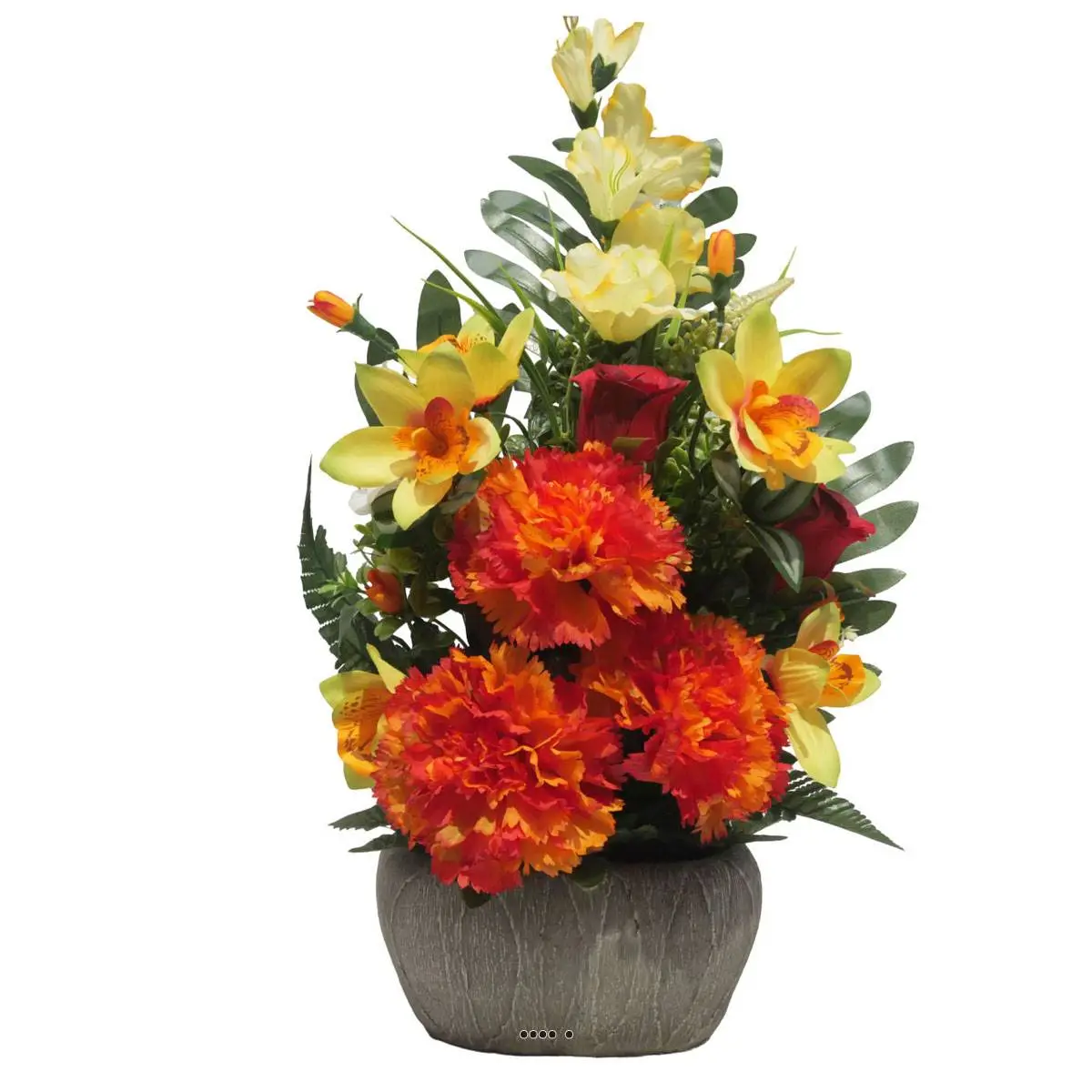 jardinièrre pot beton d’oeillet,bouton de rose, Orchidée, glaieul Orange pour la Toussaint – couleur: Orange