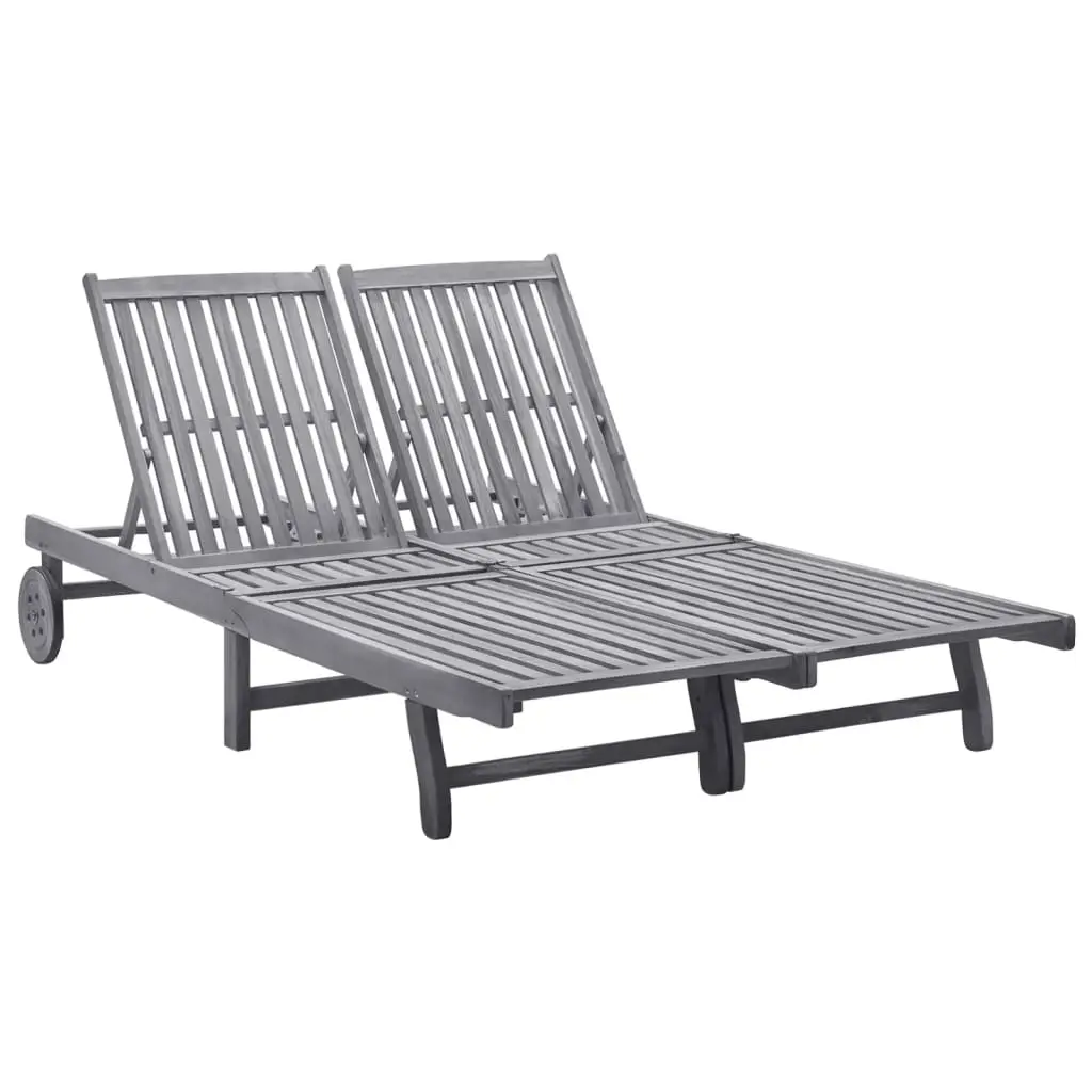 Lit Jardin Double Bois Acacia Gris & Roulettes – ComfortXL Outdoor Living