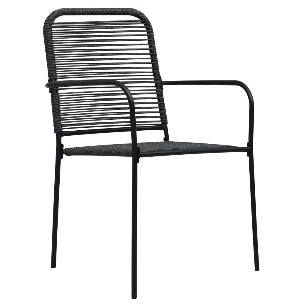 Lot de 2 Chaises de jardin | Chaise d’extérieur Corde en coton et acier Noir