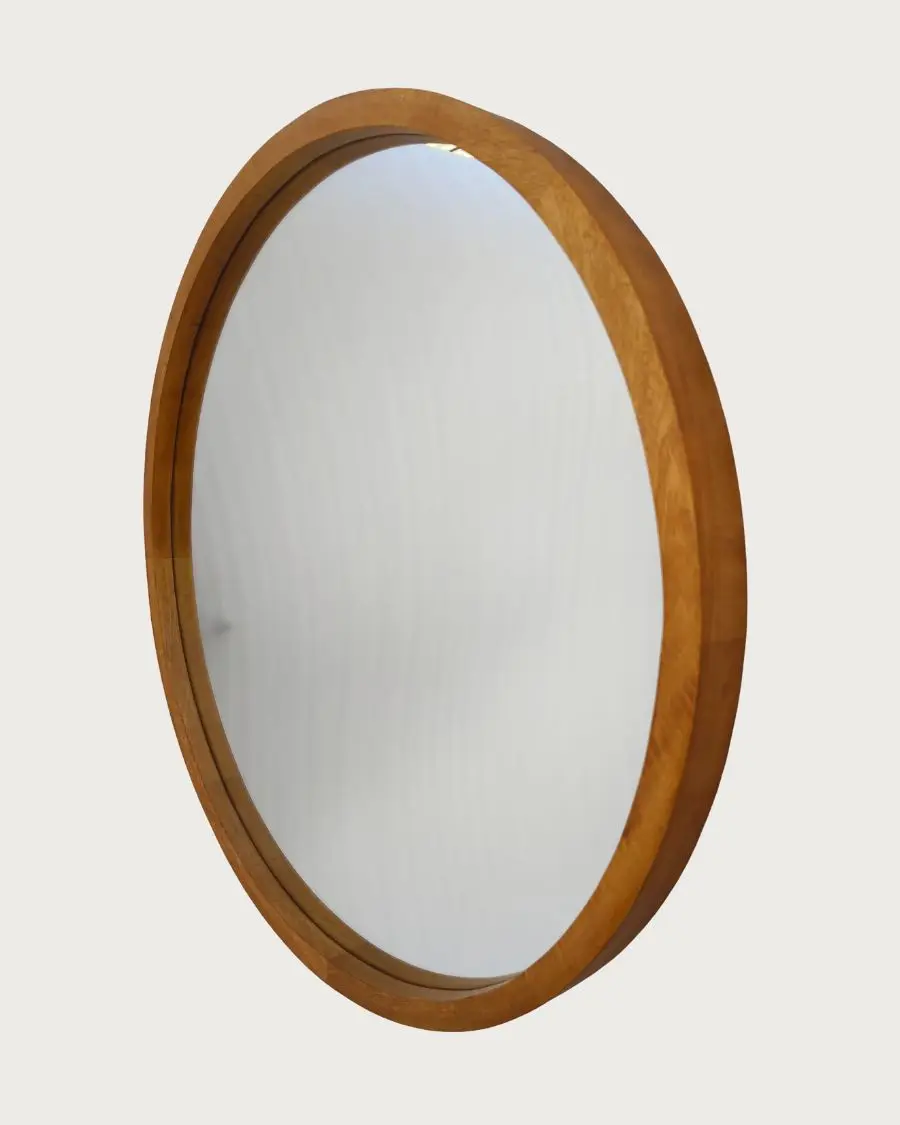 Liora – Miroir rond en bois massif de manguier – UNIQKA