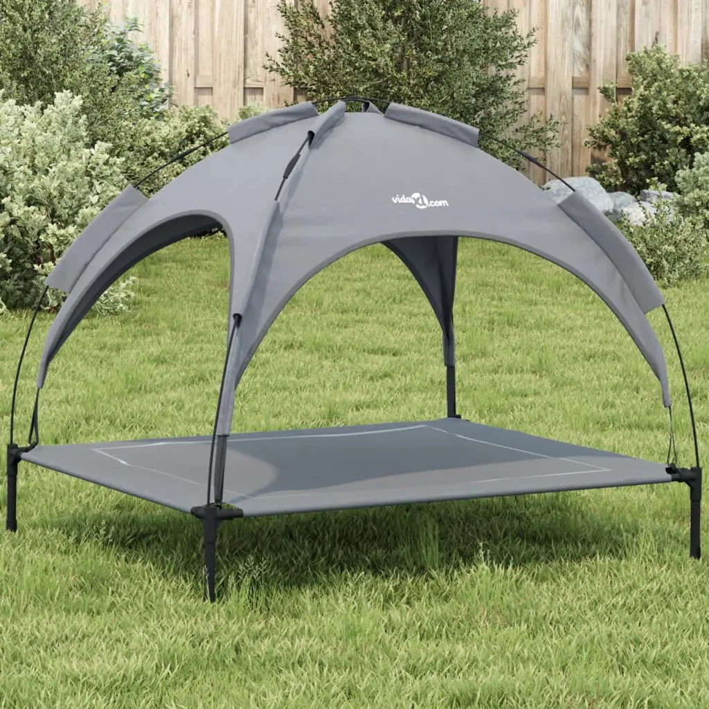 Lit pour chien avec auvent anthracite tissu Oxford et acier vidaXL 172599