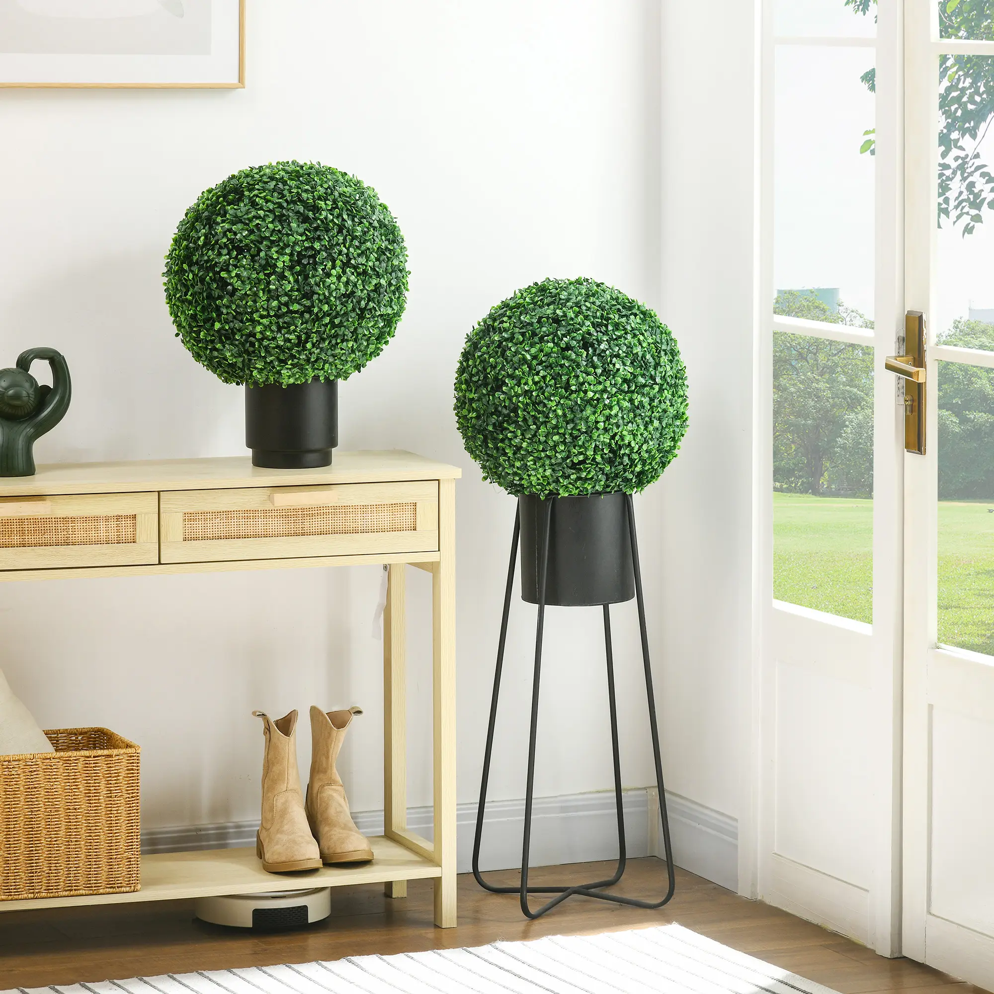 Lot de 2 Boules de Buis Artificiel Plastique Intérieur Extérieur Anti-UV Ø40cm Vert – ComfortXL Outdoor Living