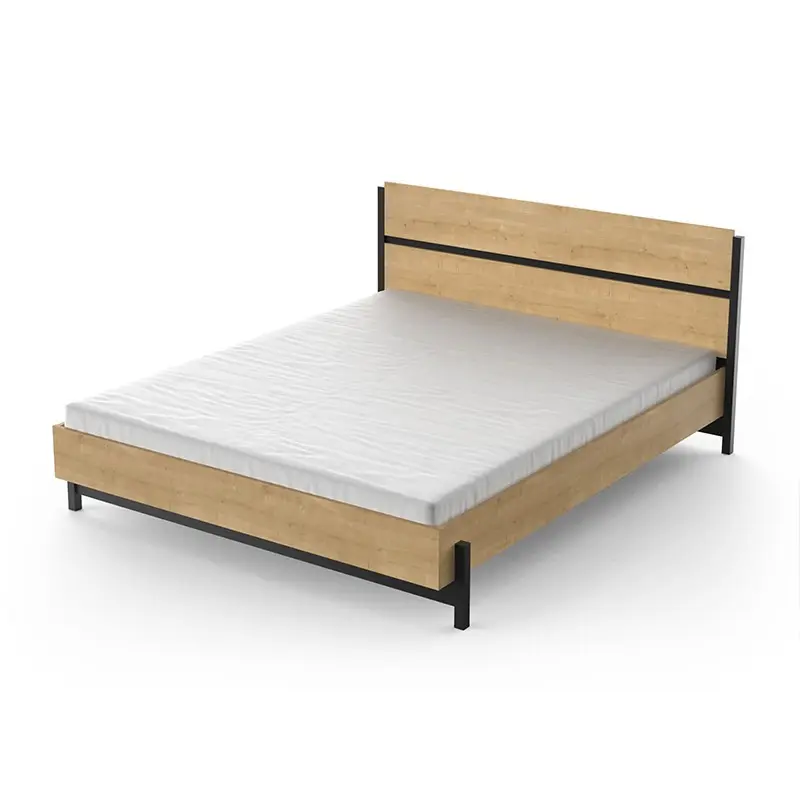 Lit double 160×200 cm Craft noir et bois