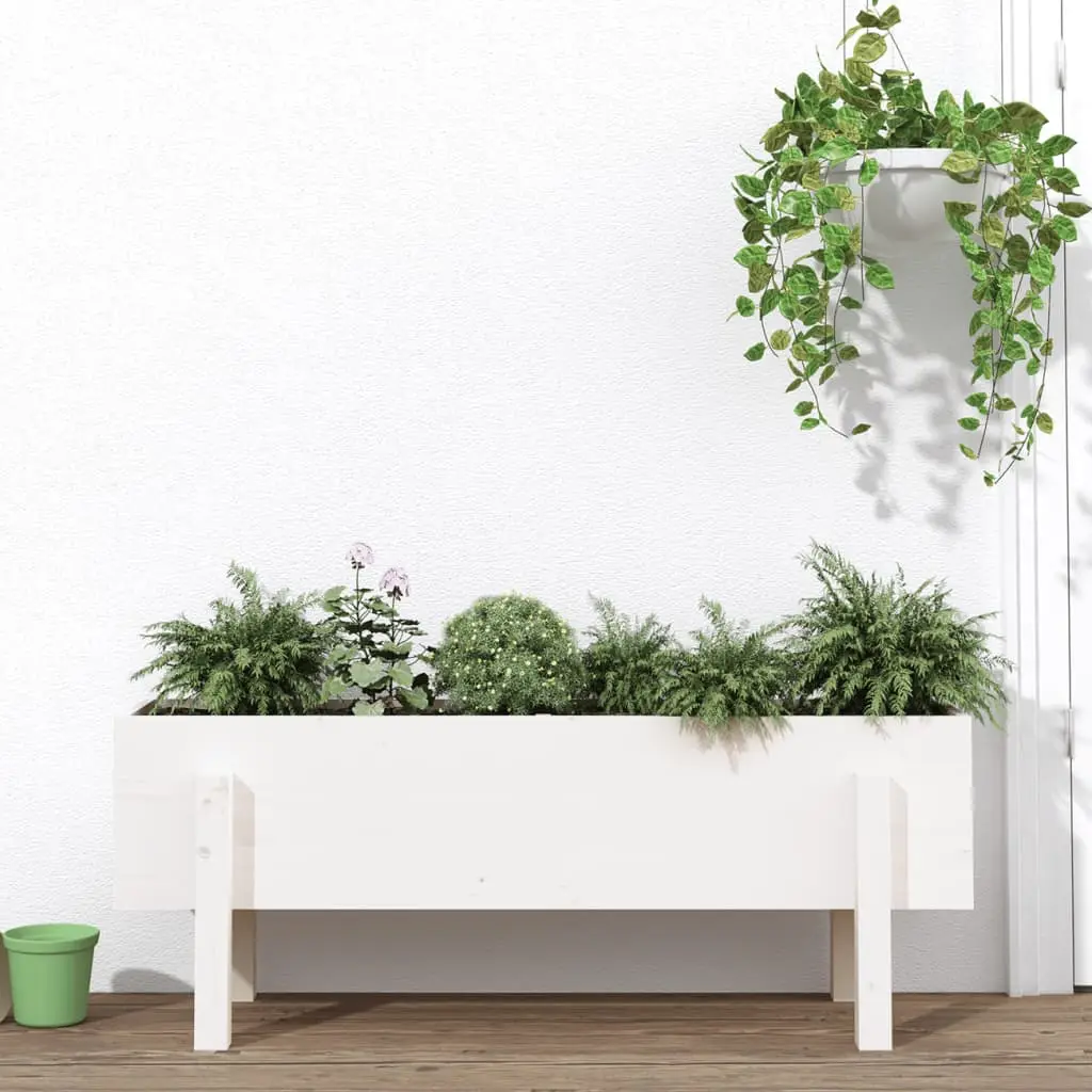 Lit surélevé de jardin blanc 101x30x38 cm bois de pin massif vidaXL 825185