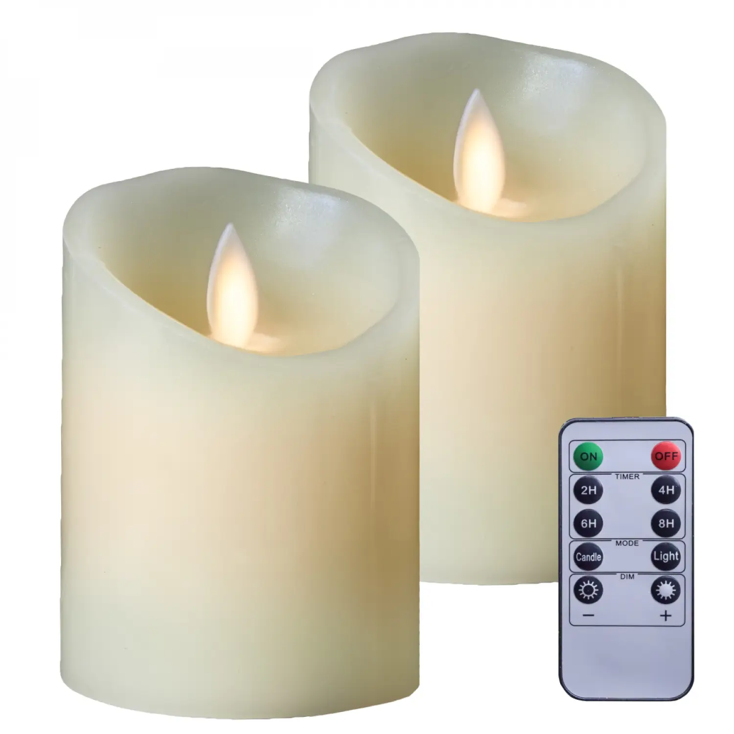 Lot de 2 bougies à LED 10 cm en cire avec télécommande, flamme vacillante – Vivezen