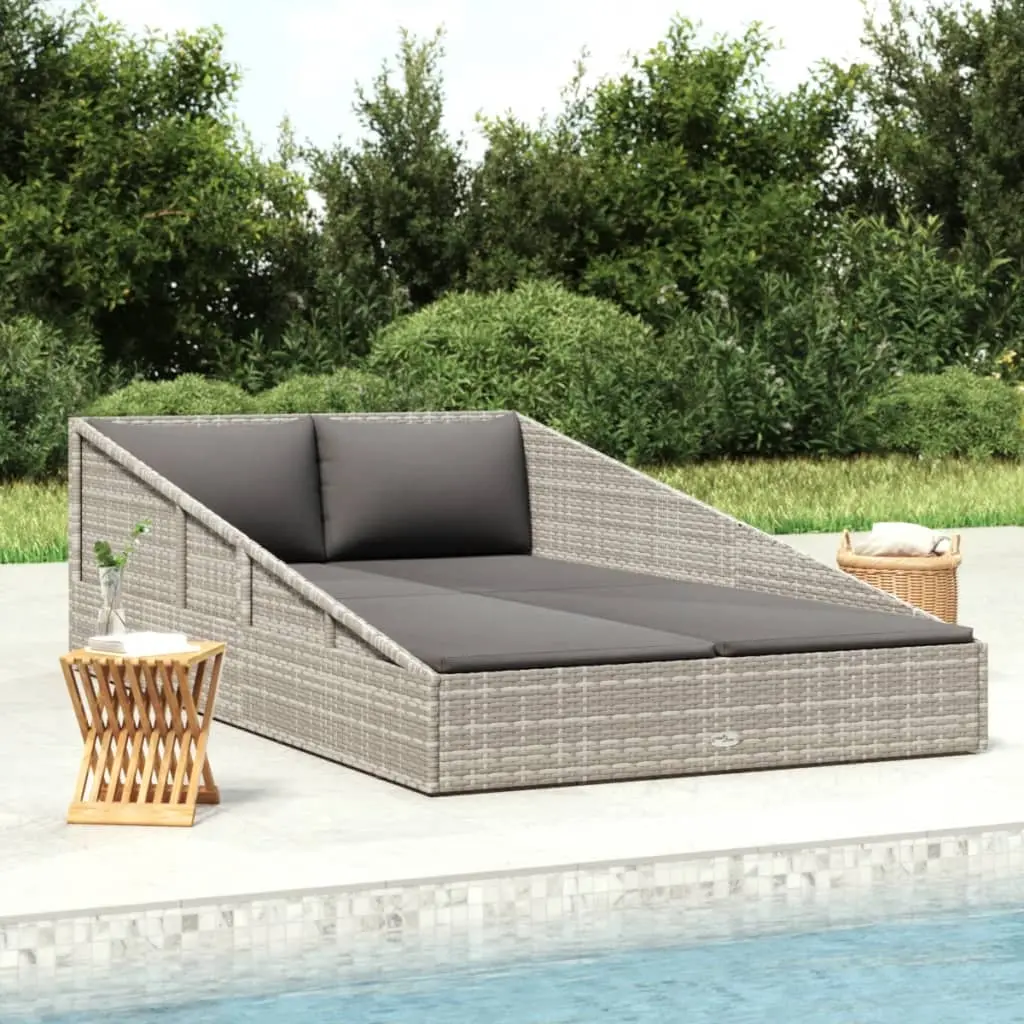 Lit de jardin Gris 110×200 cm Résine tressée vidaXL 45777