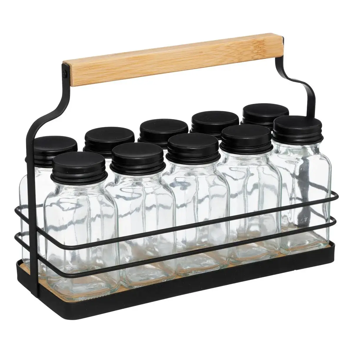 Lot de 10 Pots à Épices «Rack» 21cm Noir