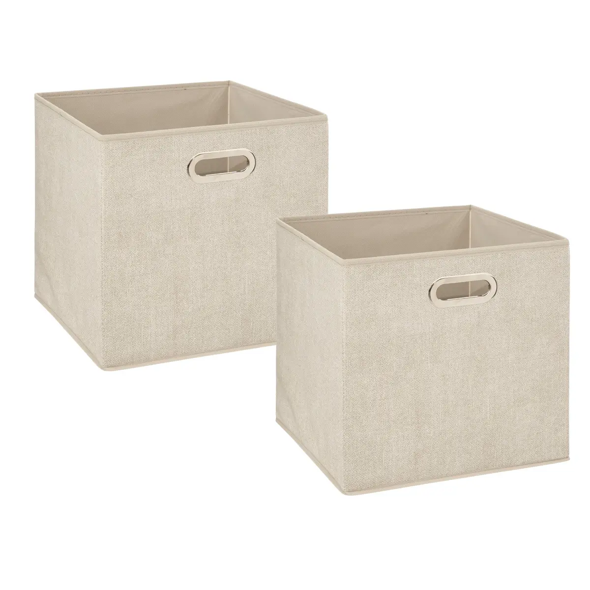 Lot de 2 Boîtes de rangement Beige chiné 31 x 31 cm