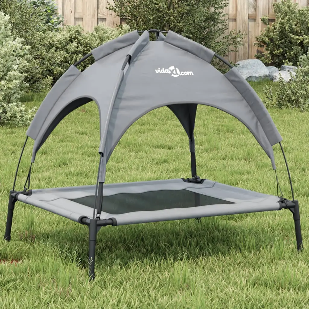 Lit pour chien avec auvent anthracite tissu Oxford et acier vidaXL 172593