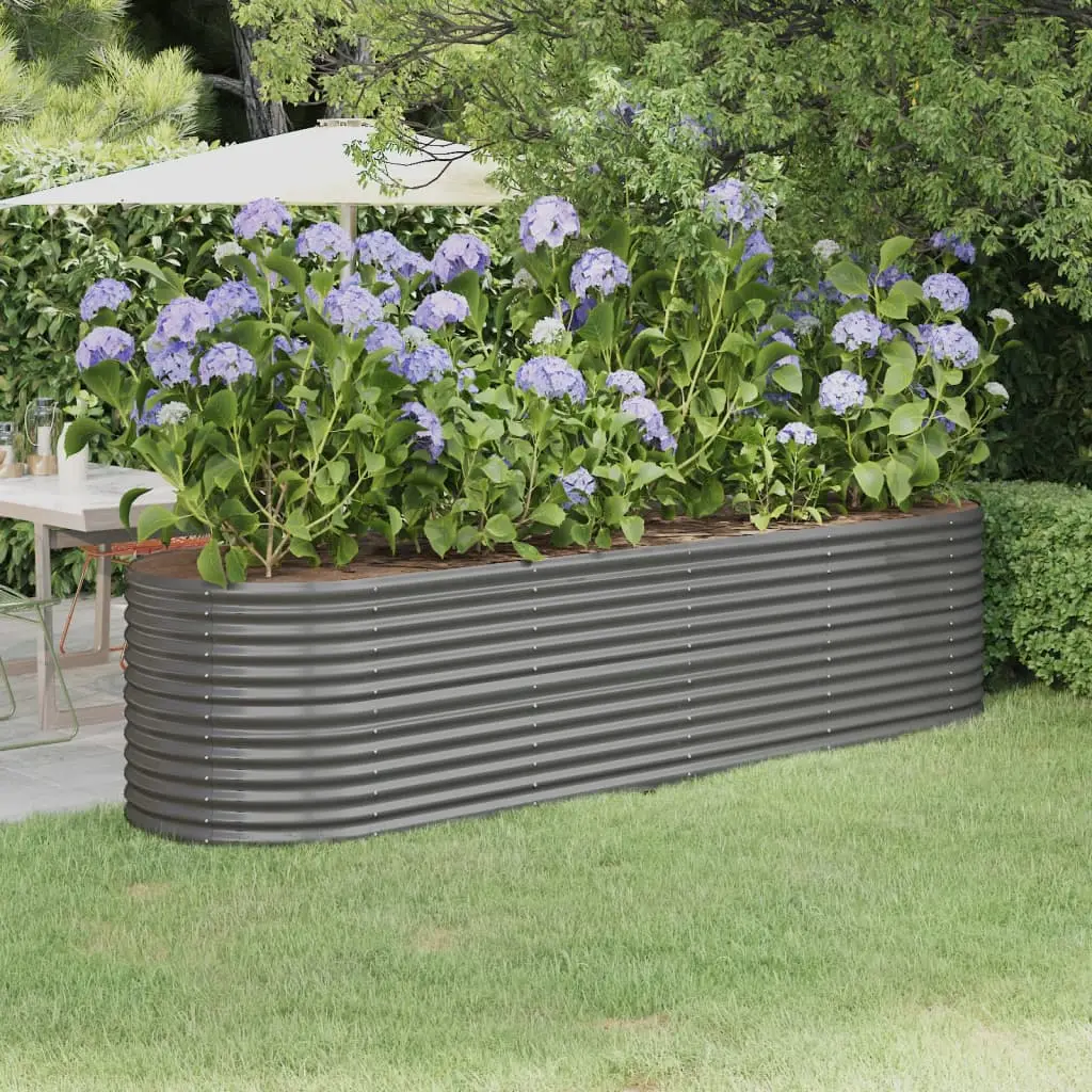 Lit surélevé de jardin Acier galvanisé 296x80x68 cm gris vidaXL 318959