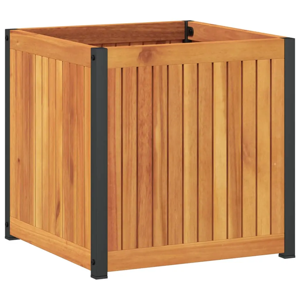 Jardinière | Pot de fleurs | Cache-pot | Bac à fleurs 45x45x44 cm bois massif d’acacia et acier