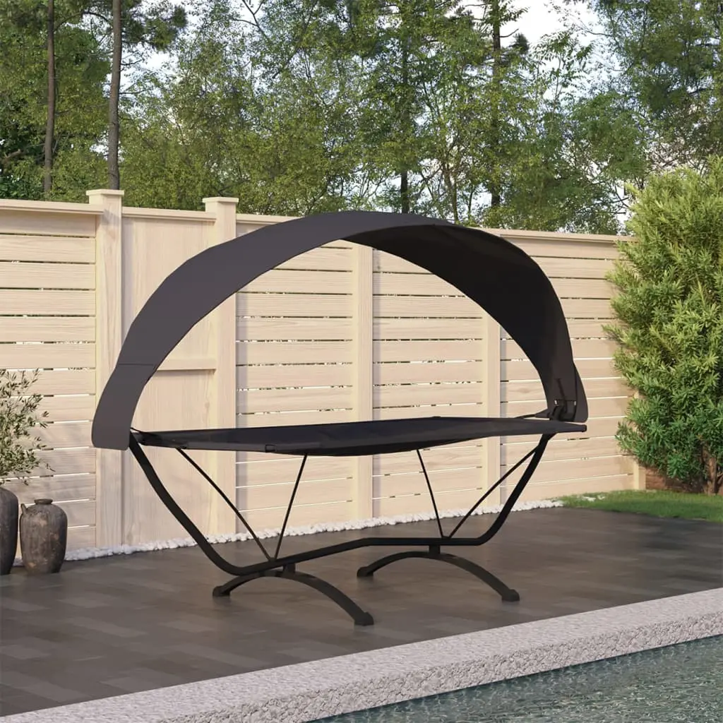 Lit de Repos Extérieur Suspendu avec Moustiquaire et Auvent Structure Acier Stable pour Sieste Noir – ComfortXL Outdoor Living