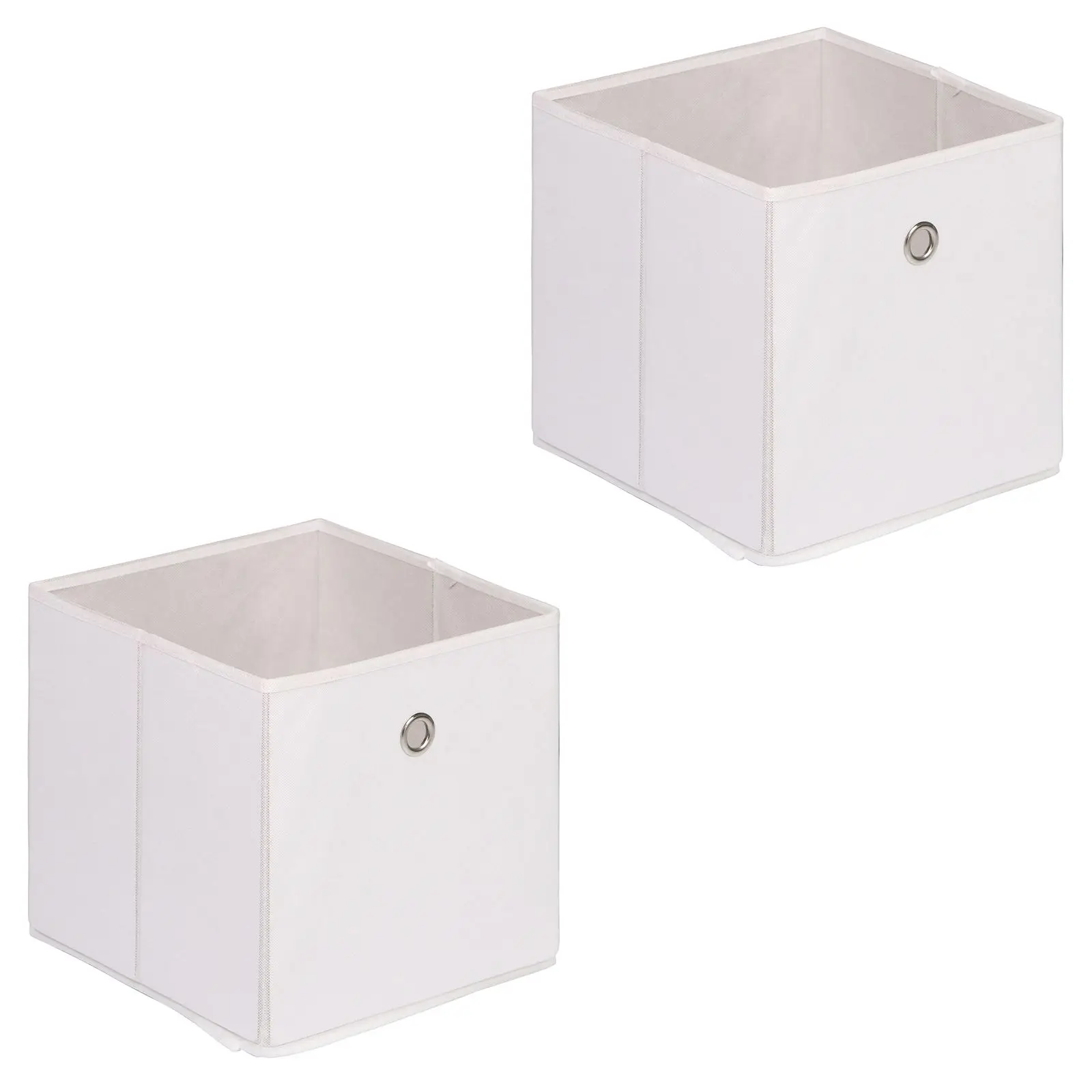 Lot de 2 boîtes de rangement ELA, en tissu blanc