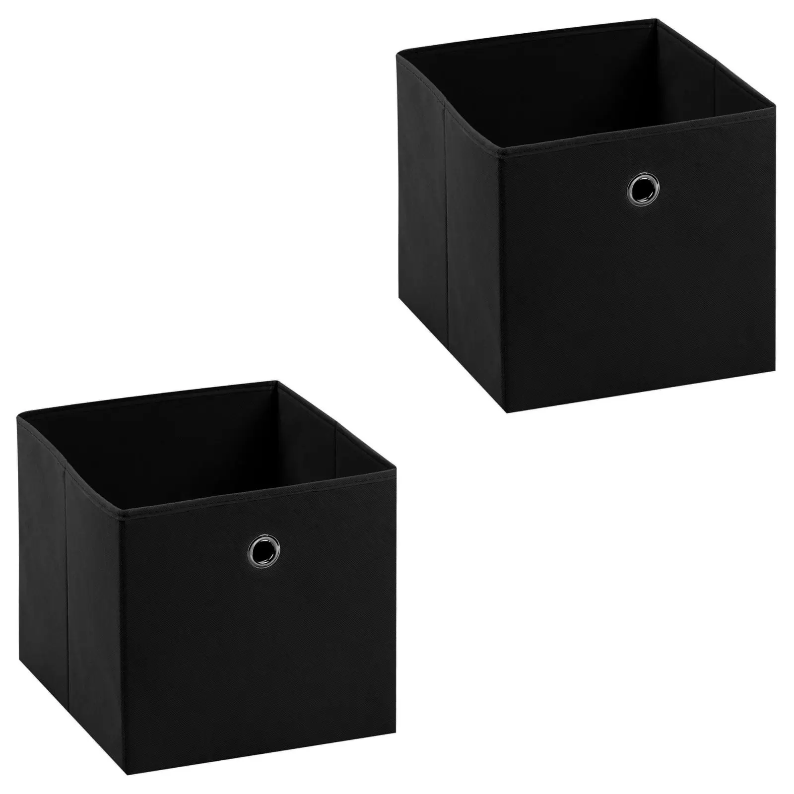 Lot de 2 boîtes de rangement ELA, en tissu noir